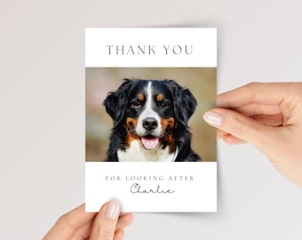 Pet Photo Thank You Card for Veterinarian, Pet Sitter, Dog Watcher, 5 x 7 Custom Greeting