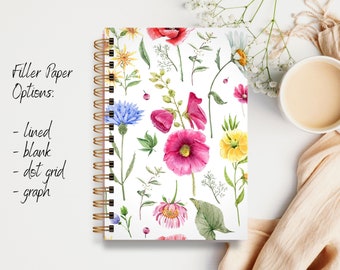 Hardcover Spiral Journal — Floral Whimsy