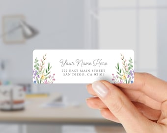 Return Address Labels with Wildfowers for Weddings and Invitations