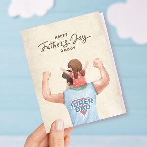 Personalisierte Vatertags-Grußkarte für Papa, Super Dad, Vater-/Tochter-Karte