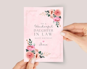 Birthday Card for Daughter in Law with Pink Roses