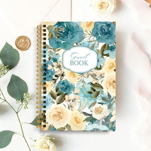 Guest Book - Teal Roses