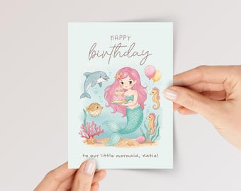 Personalized Mermaid Birthday Card for Daughter/Granddaughter | Under the Sea