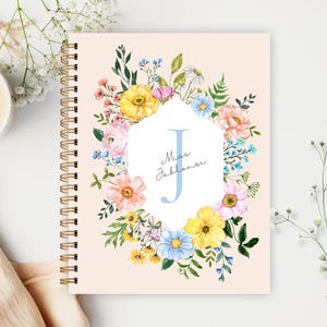 Cuaderno con monograma floral personalizado, regalo personalizado para estudiantes DS6902