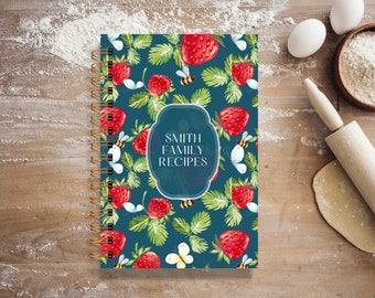 Personalized Hardcover Recipe Book - Strawberries & Butterflies