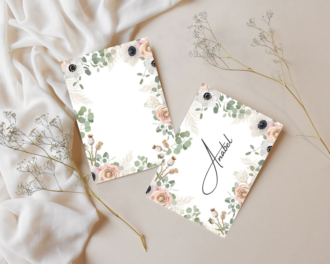 Tarjetas imprimibles de nombres y lugares: JA7854 - Etsy España