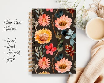 Hardcover Spiral Journal — Pink Peonies