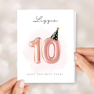 Birthday Card: Rose Gold Number Balloons