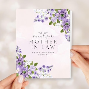 Birthday Card for Mother in Law with Purple Flowers