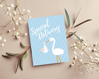 Baby Shower Card - Special Delivery (Blue)