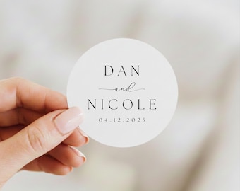 Custom Wedding Labels for Envelopes with Date and Bride/Groom