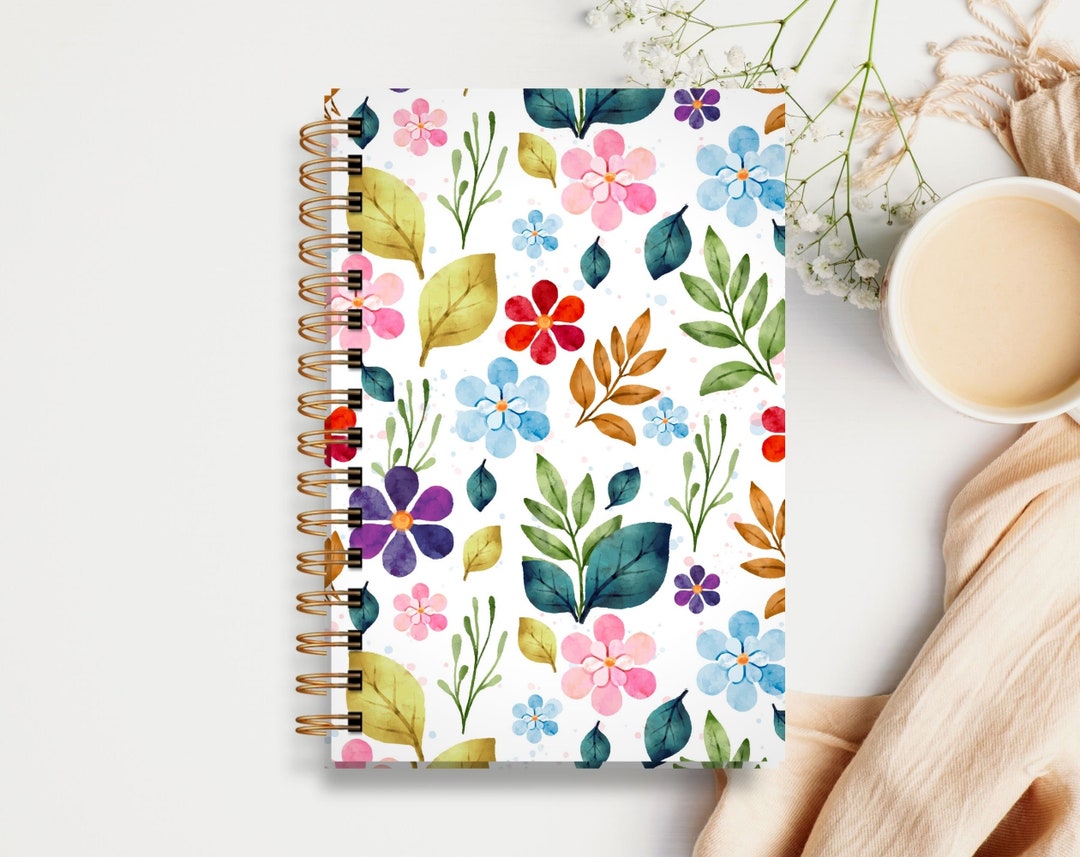 Hardcover Spiral Journal Colorful Flowers Etsy
