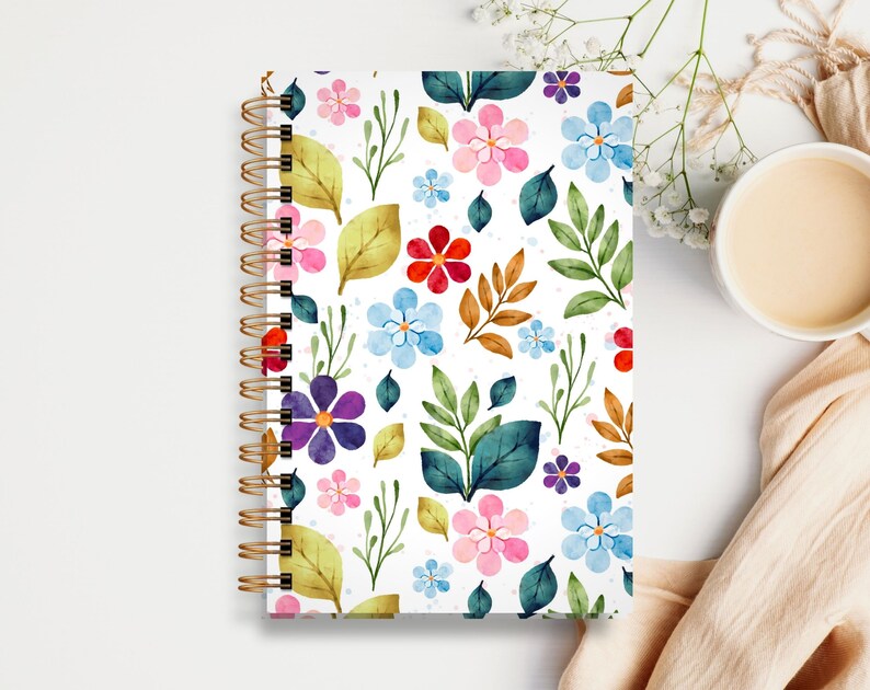 Hardcover Spiral Journal Colorful Flowers image 1