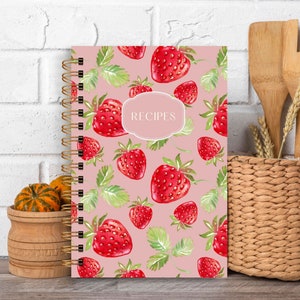 Personalized Hardcover Recipe Book Pink Strawberries None