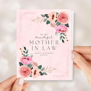 Birthday Card for Mother in Law with Pink Flowers