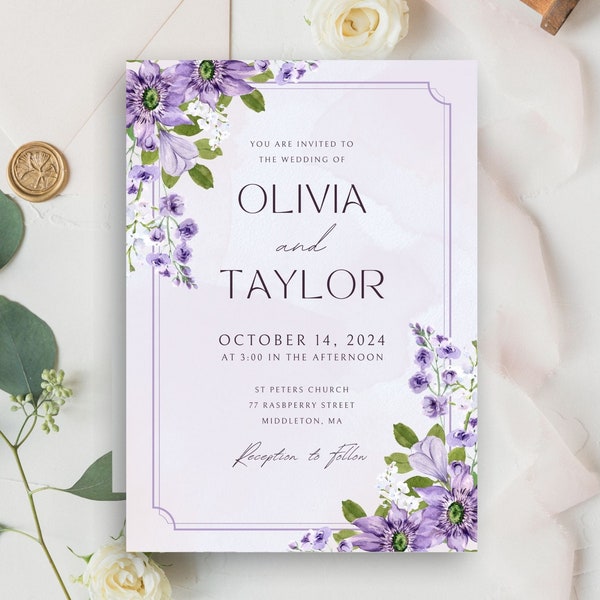 Wedding Invitation Suite —  Purple Floral