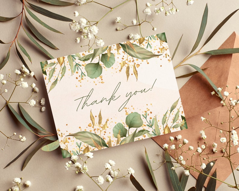 Thank You Card Boho Eucalyptus Wedding image 1