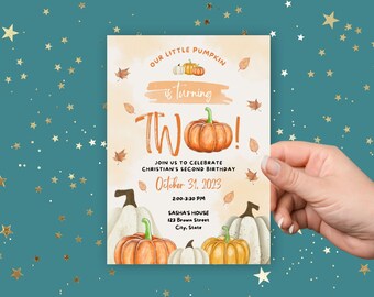 Nos invitations pour le deuxième anniversaire de notre petite citrouille - Orange