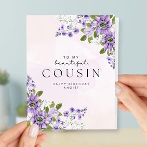 Birthday Card for Cousin with Purple Flowers
