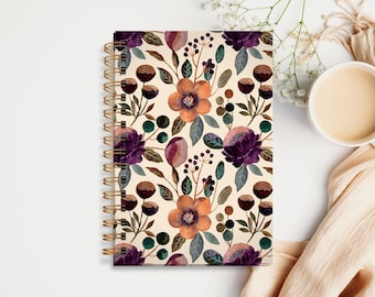 Spiraalvormig dagboek met harde kaft — Herfstbloemen