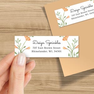 Floral Return Address Labels with Orange Poppy Flowers