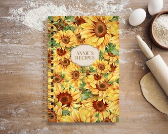 Personalized Hardcover Recipe Book - Sunflowers