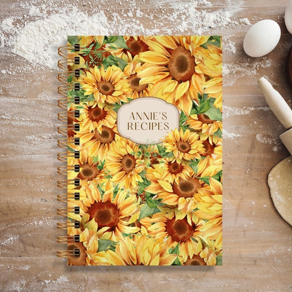 Personalized Hardcover Recipe Book - Sunflowers