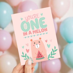 Eerste verjaardagskaart voor babymeisje, zomerverjaardag, watermeloen - You're One In A Melon