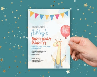 Giraffe Birthday Invitations