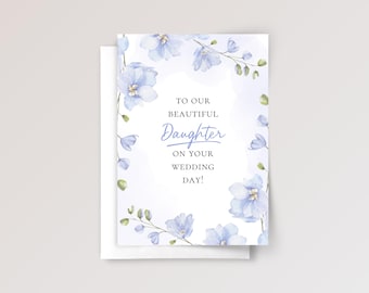 Floral Wedding Card for Daughter with Blue Delphiniums