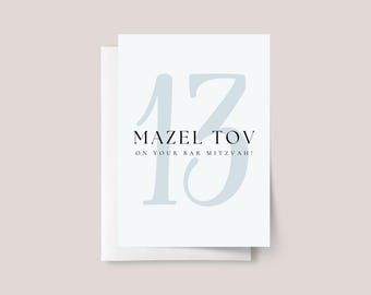 Bar Mitzvah Card for Boys Turning 13 - Mazel Tov Teen Birthday