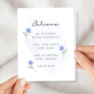 New Mom Card: Blue Floral Pregnancy Greeting