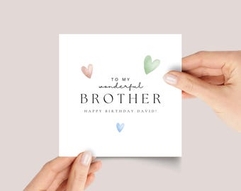 Personalized Birthday Card for Brother With Hearts