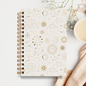 Hardcover Spiral Journal - Cream Zodiac Notebook