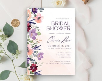 Printed Bridal Shower Invitations — Colorful Flowers