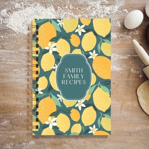 Personalized Hardcover Recipe Book - Blue Lemon