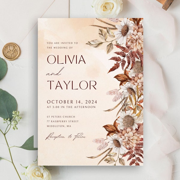 Wedding Invitation Suite —  Fall Florals