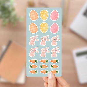 Ostern Sticker Bogen mit Karotten, Eiern und niedlichen Häschen DS9034