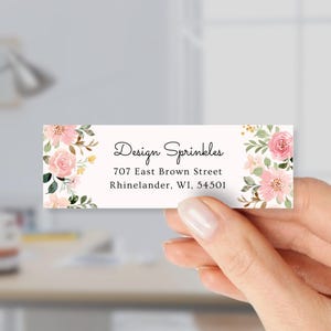 Floral Return Address Labels with Pink Watercolor Flowers