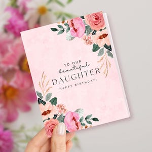Biglietto di auguri di compleanno personalizzato per figlia con fiori DS2593
