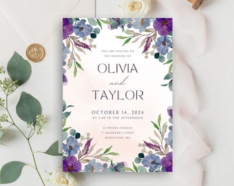 Wedding Invitation Suite — Purple Pansies