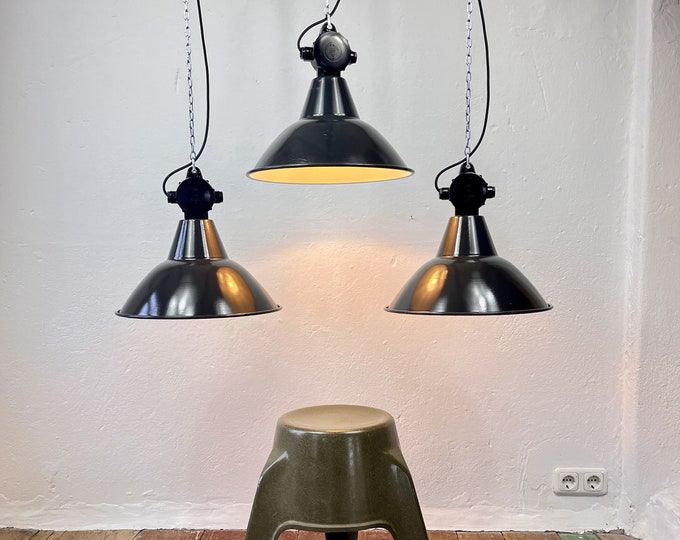 Set of 3 small factory lamps original VEB GDR