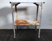 Tin shelf white with patina antique shelf metal stand shelf industrial bedside table side table