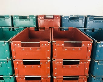 Set di 3 scatole in fibra vulcanizzata 45x25x13 cm scatole dal design industriale vecchio vintage shabby chic