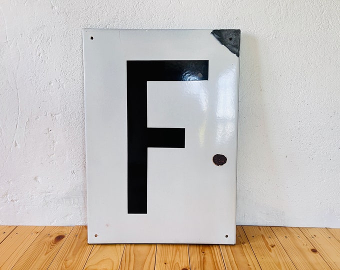 large enamel sign letter F Deutsche Bahn