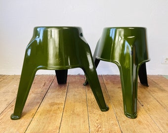 2er Set olivgrüne Fiberglas Hocker Armee Eames chair Design