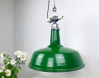 large GOODRICH factory lamp 51 cm 20'' industrial hanging lamp lamp old industrial lamp enamel lamp green