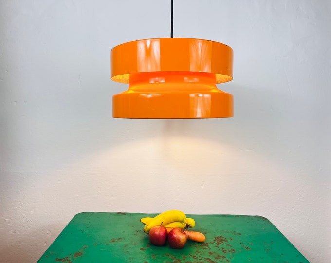 Vintage Space Age Orange Pendant Lamp, Denmark, 1960s