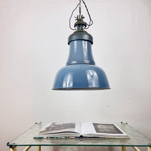 SCHUCH factory lamp grey-blue, 1940s