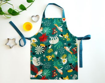 Children's apron jungle 4-6 years. Small apron made of cotton. Gift for children